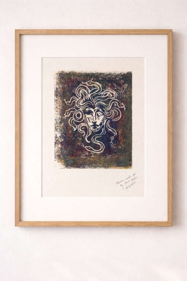 "Human-made art" z cyklu Meduza | linoryt